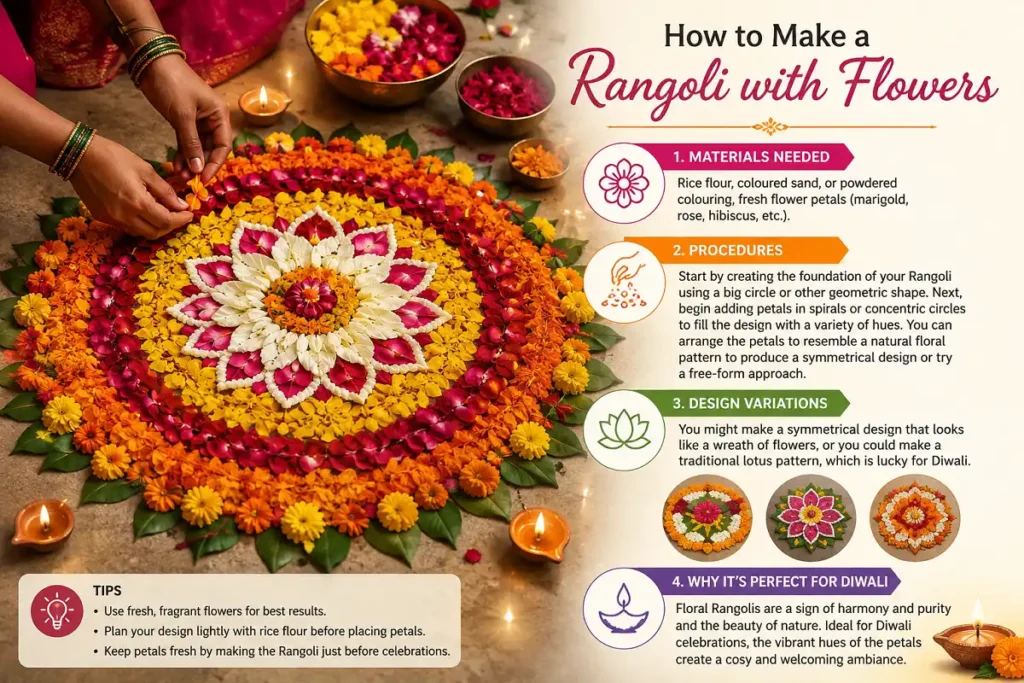 Beautiful peacock Rangoli design with colorful patterns for festive home decoration