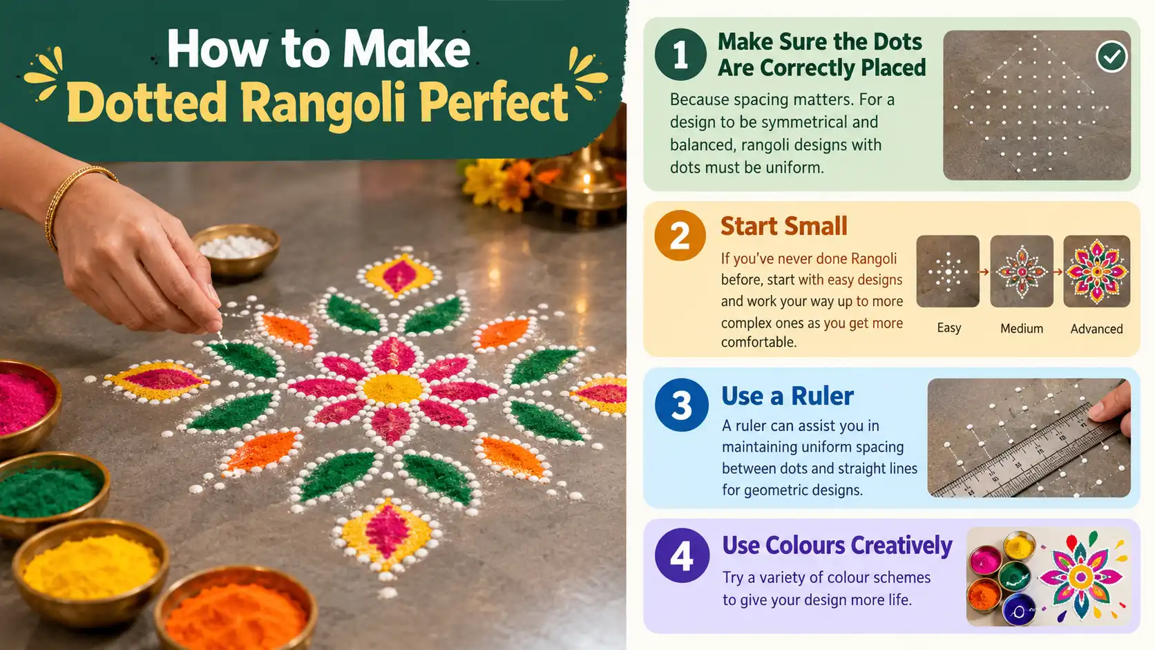 Tips for making dotted Rangoli perfect