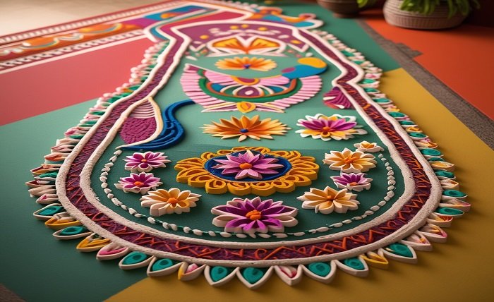 easy border rangoli side designs