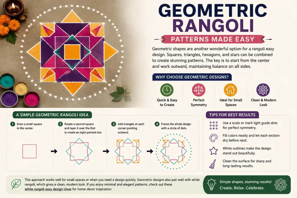 Geometric rangoli patterns made easy