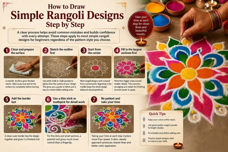How to draw simple rangoli designs step by step