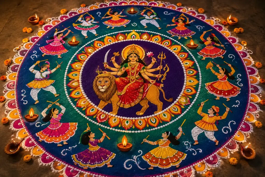 Navratri Garba inspired rangoli design