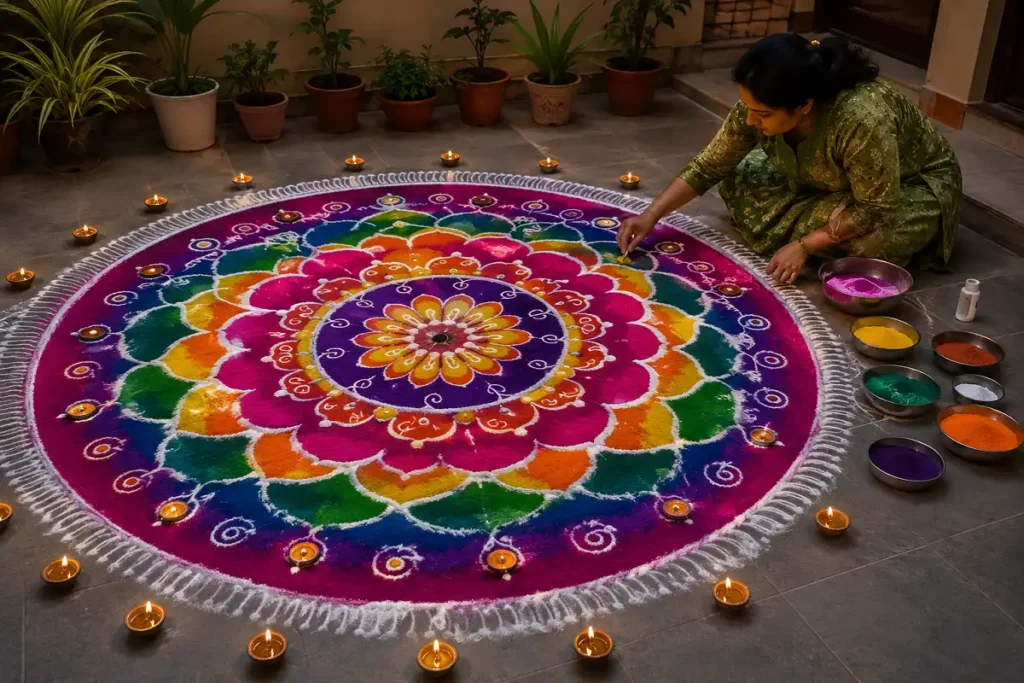Planning a big rangoli design step by step