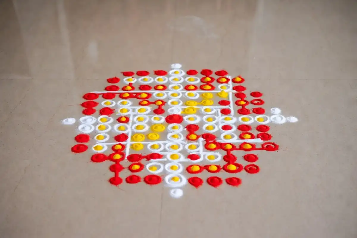 Simple and beautiful dot rangoli design for beginners at home