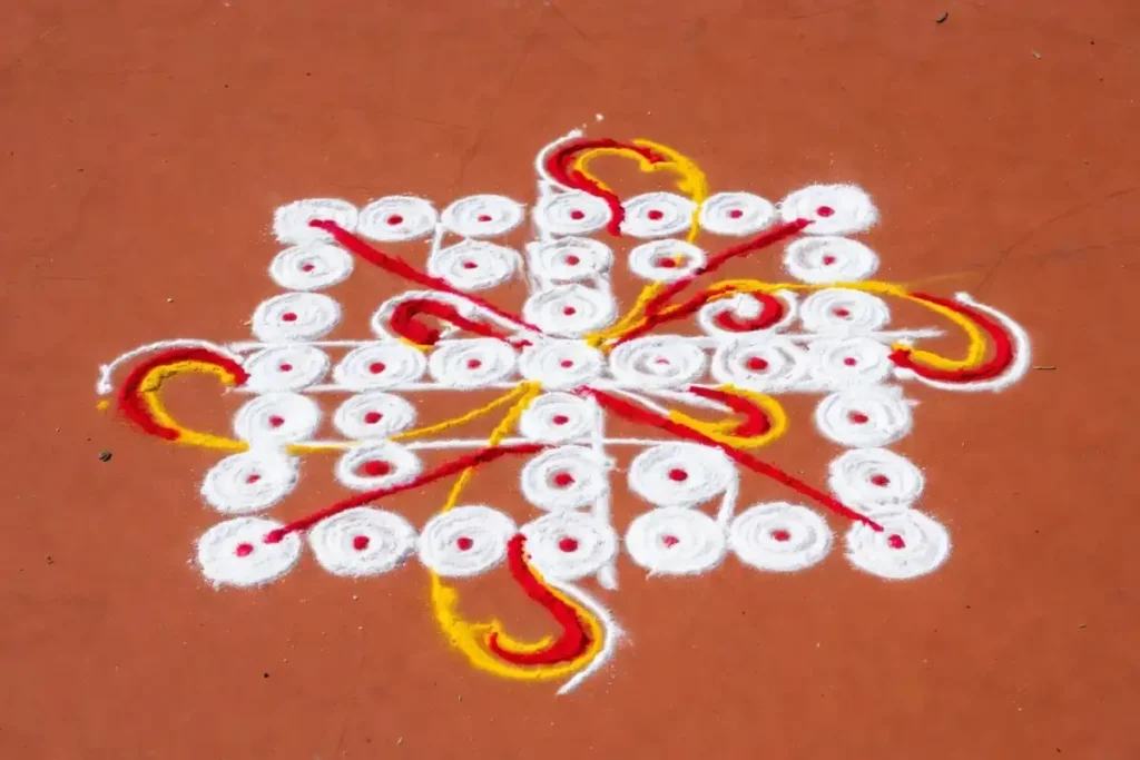 Easy dot pattern rangoli design for beginners