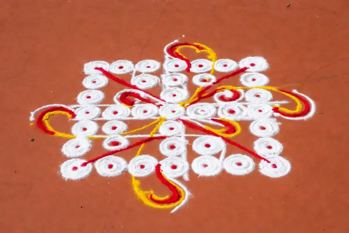 Simple dot-based easy rangoli design for beginners