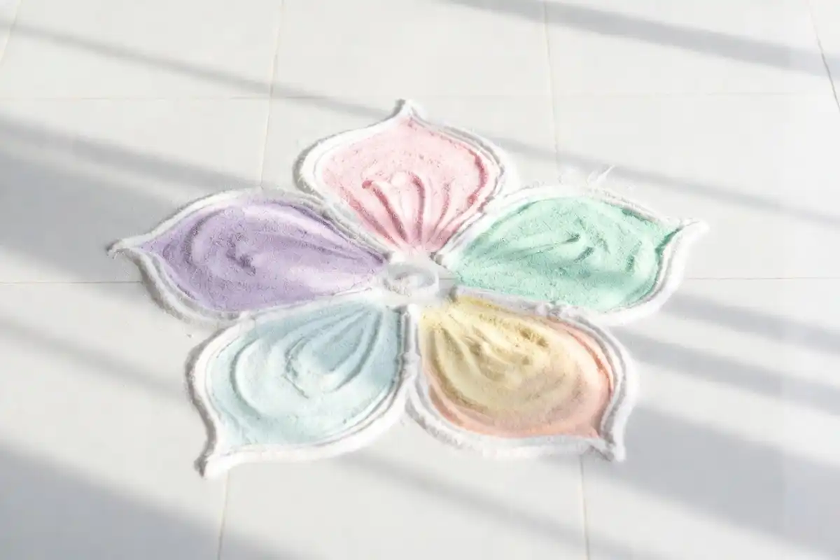 Beginner-friendly simple flower rangoli design tutorial