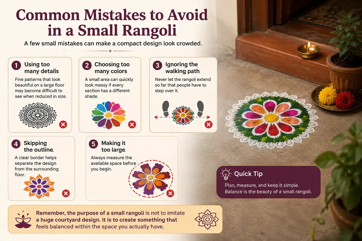 Common mistakes to avoid when creating a small rangoli design