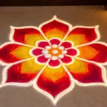 Simple and easy Diwali rangoli design with colorful powder at home entrance
