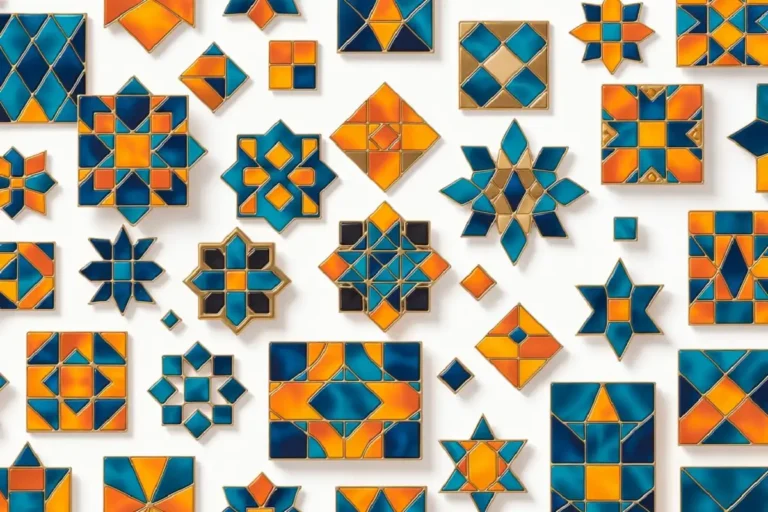 Colorful geometric pattern PNG tiles with triangles and hexagons