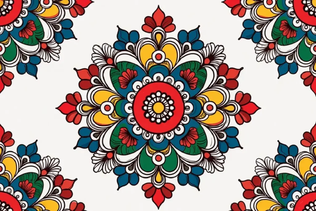 Traditional rangoli-inspired decorative pattern PNG with mandala design