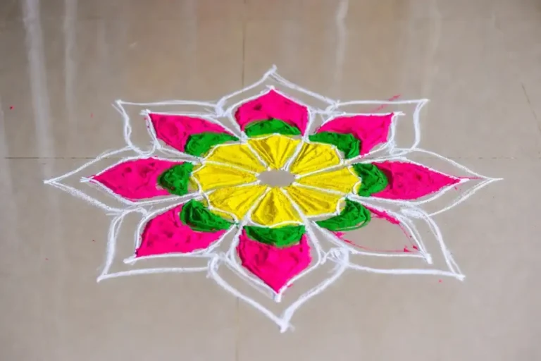 Simple rangoli design in progress