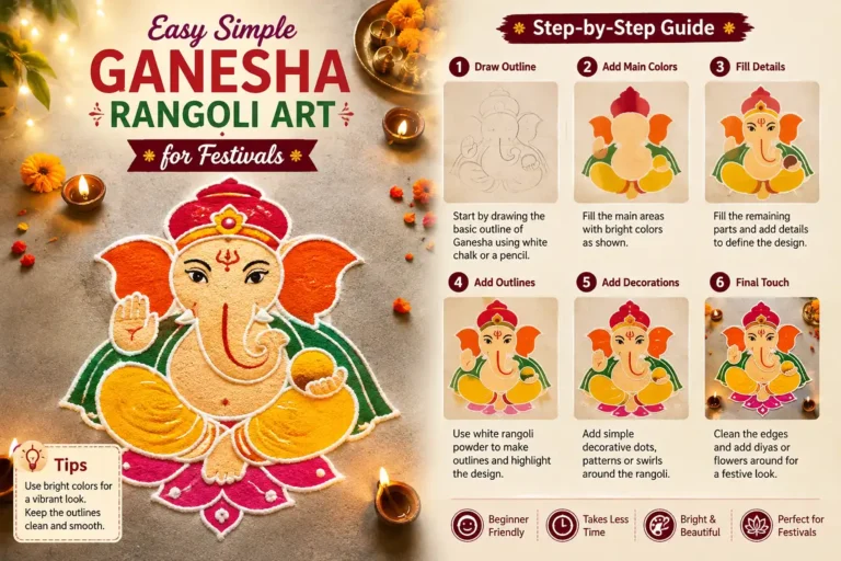 Easy Simple Ganesha Rangoli Art for Festivals