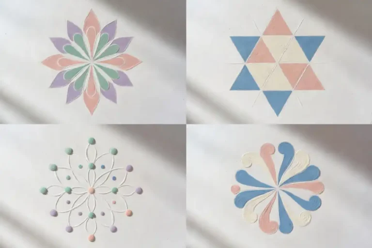 Easy beginner mandala rangoli patterns with simple circular and floral shapes