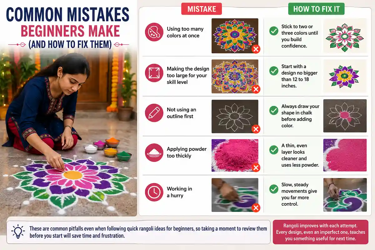 Common rangoli mistakes beginners make and easy ways to fix them