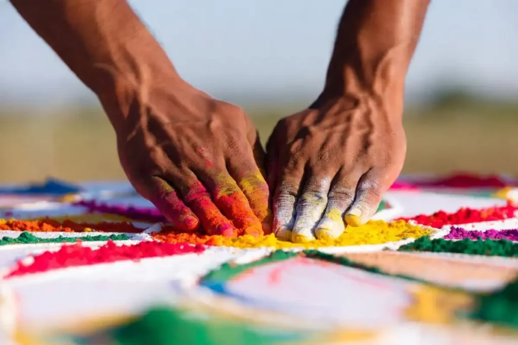 Shading technique for 3D rangoli without dots