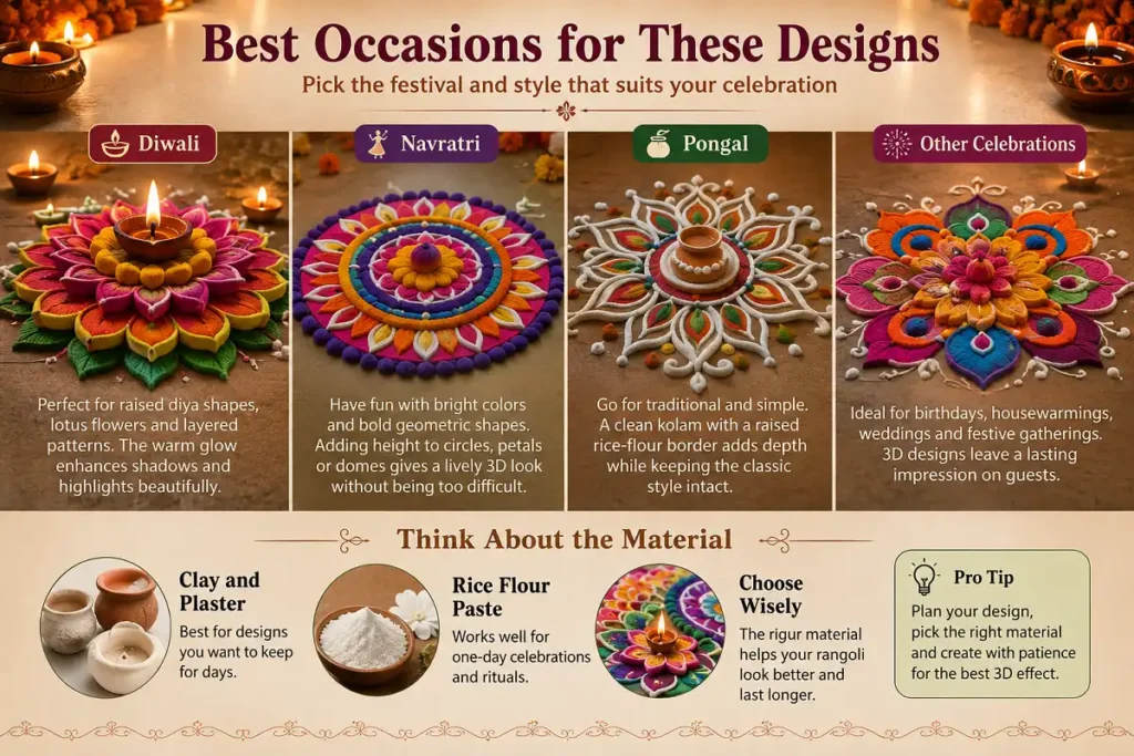 Best Occasions for 3D Rangoli Designs