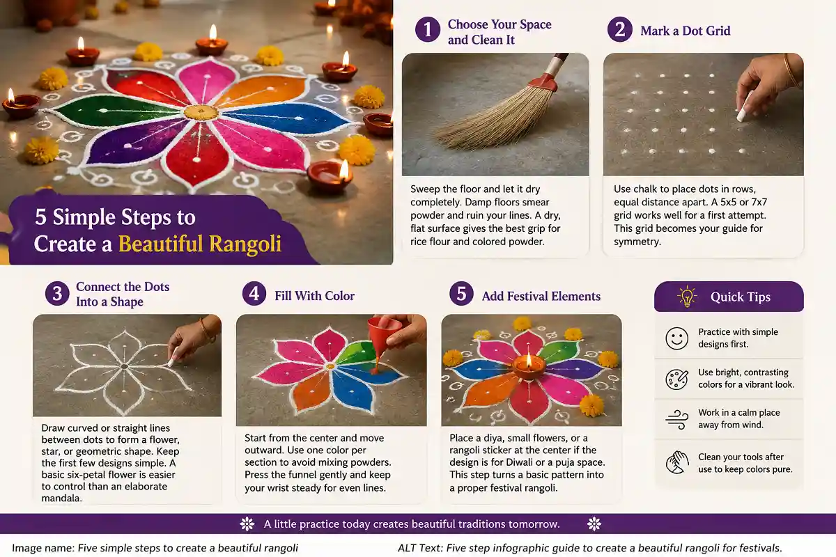 Five simple steps to create a beautiful rangoli infographic