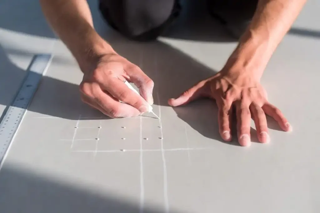 Dot grid setup for drawing rangoli with triangles and circles