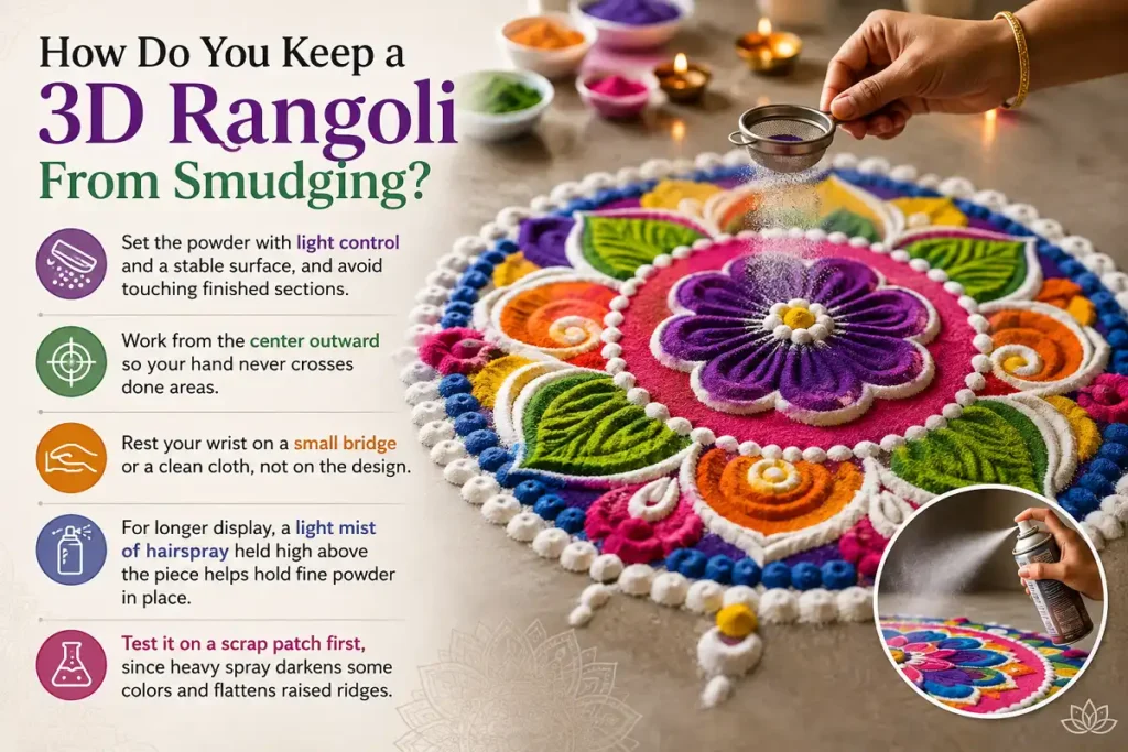 How to keep a 3D rangoli from smudging