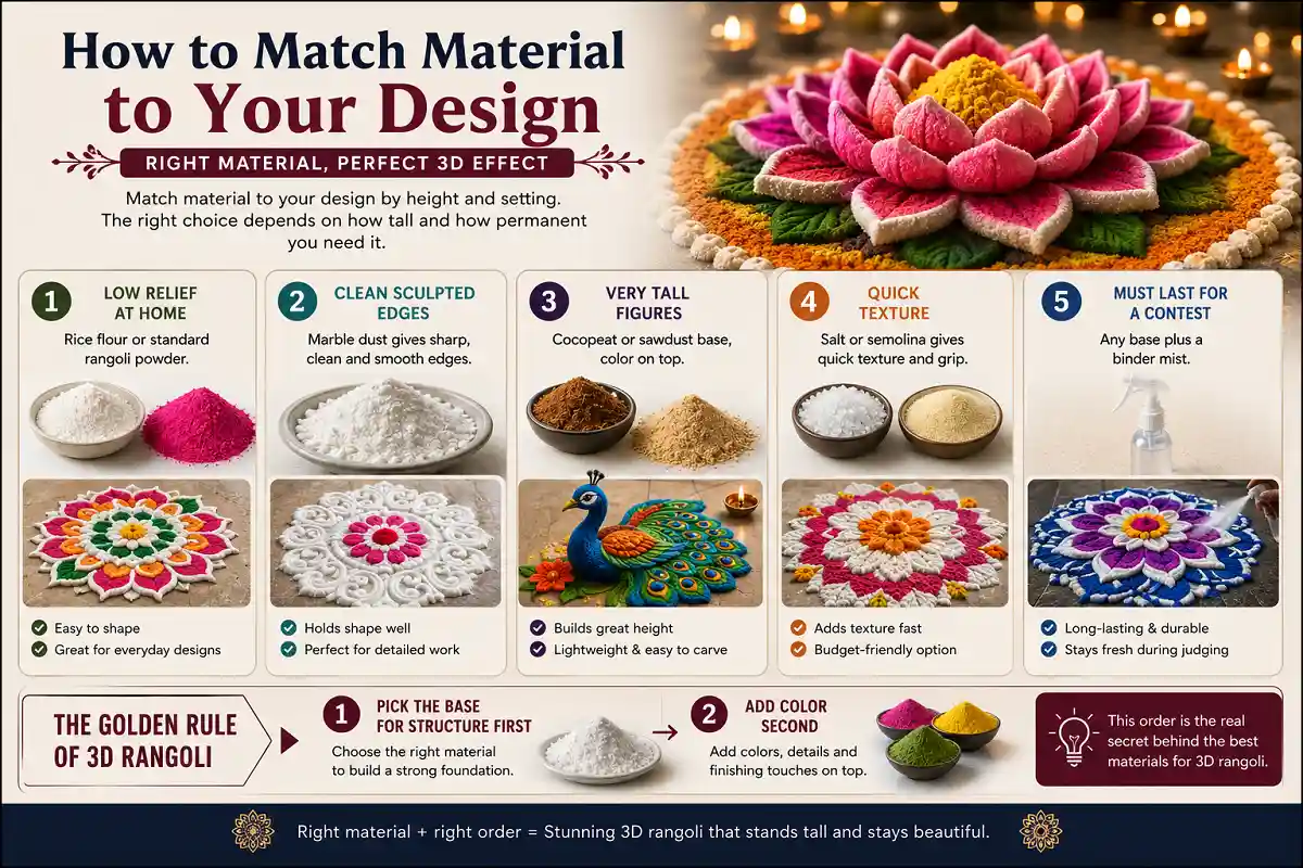 How to match 3D rangoli materials to your design