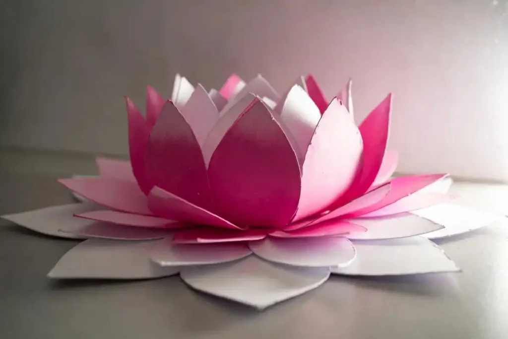 Lotus theme idea for 3D rangoli designs for competition with raised petal layers
