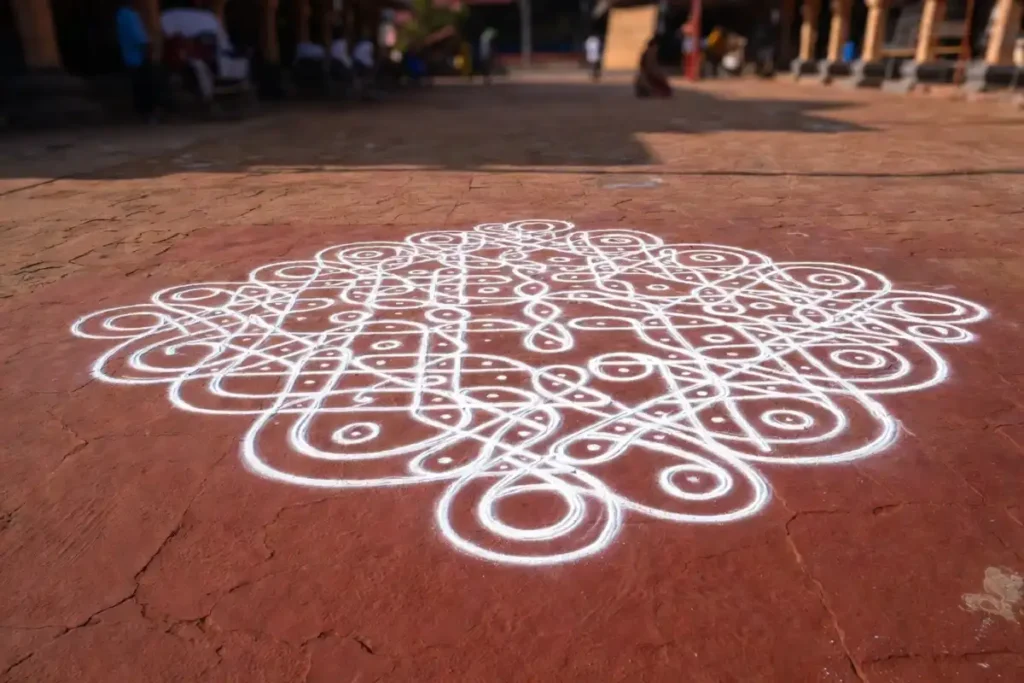 Interlaced sikku style South Indian kolam rangoli designs