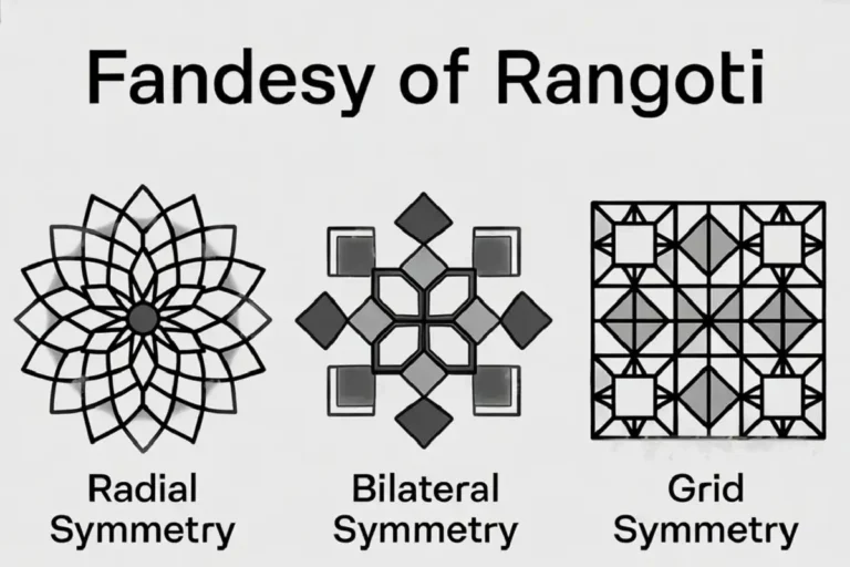 Three types of rangoli symmetry compared