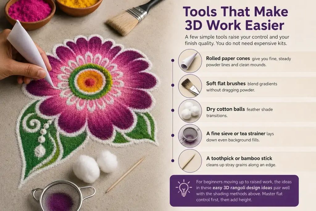 Tools that make 3D rangoli work easier