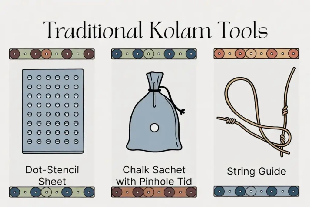 Beginner tools for South Indian kolam rangoli designs]
