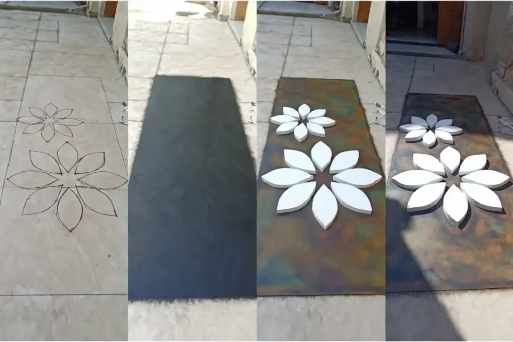 Step by step tutorial for making 3D rangoli designs for competition from outline to finished highlights