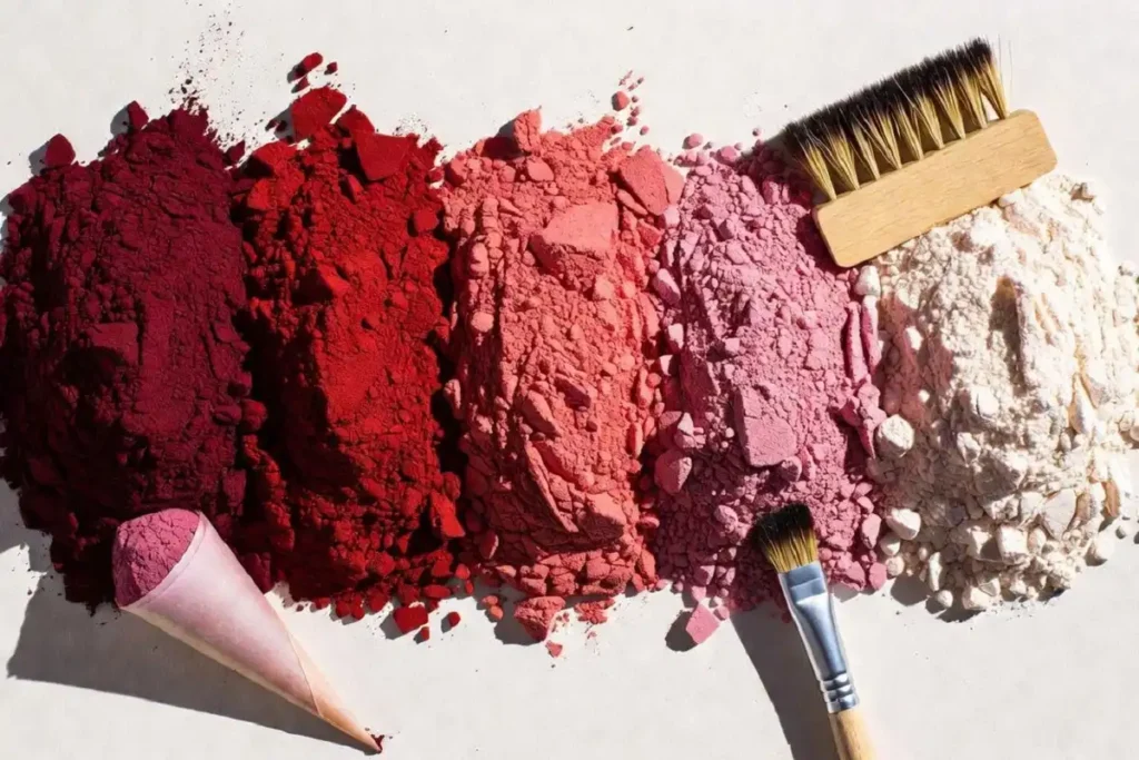 Five red color values used to create depth in advanced 3D rangoli shading