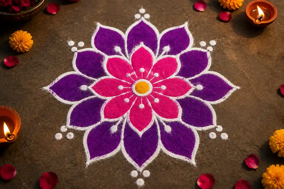 Double-layer flower rangoli design