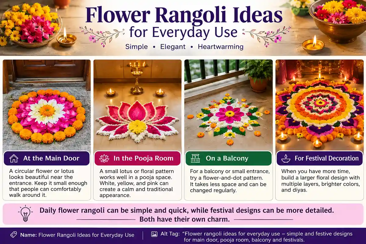 Flower rangoli ideas for everyday use