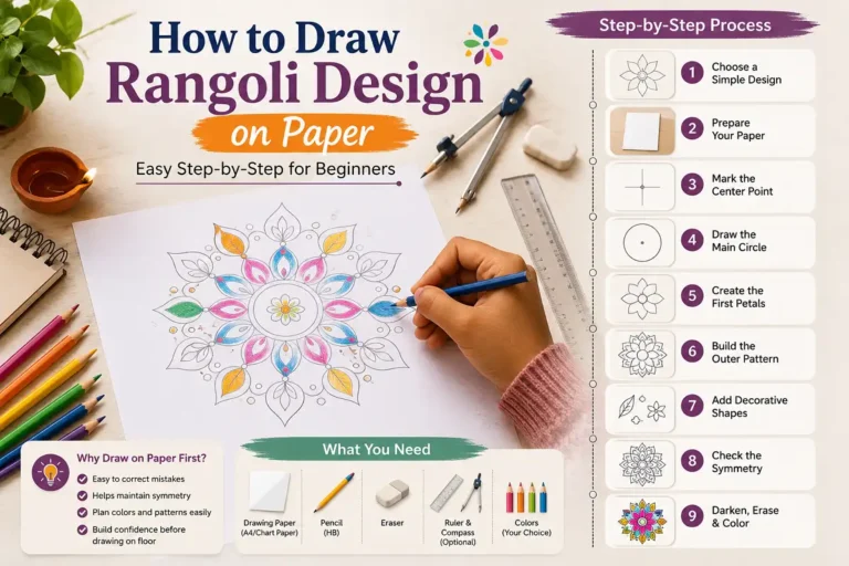 How to Draw Rangoli Design on Paper