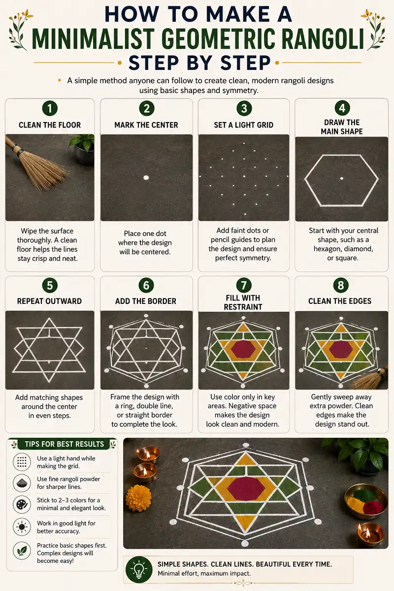 How to Make a Minimalist Geometric Rangoli: 8 Easy Steps From Grid to Finished Design