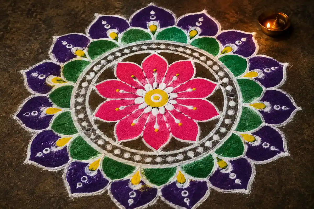Simple floral mandala rangoli design