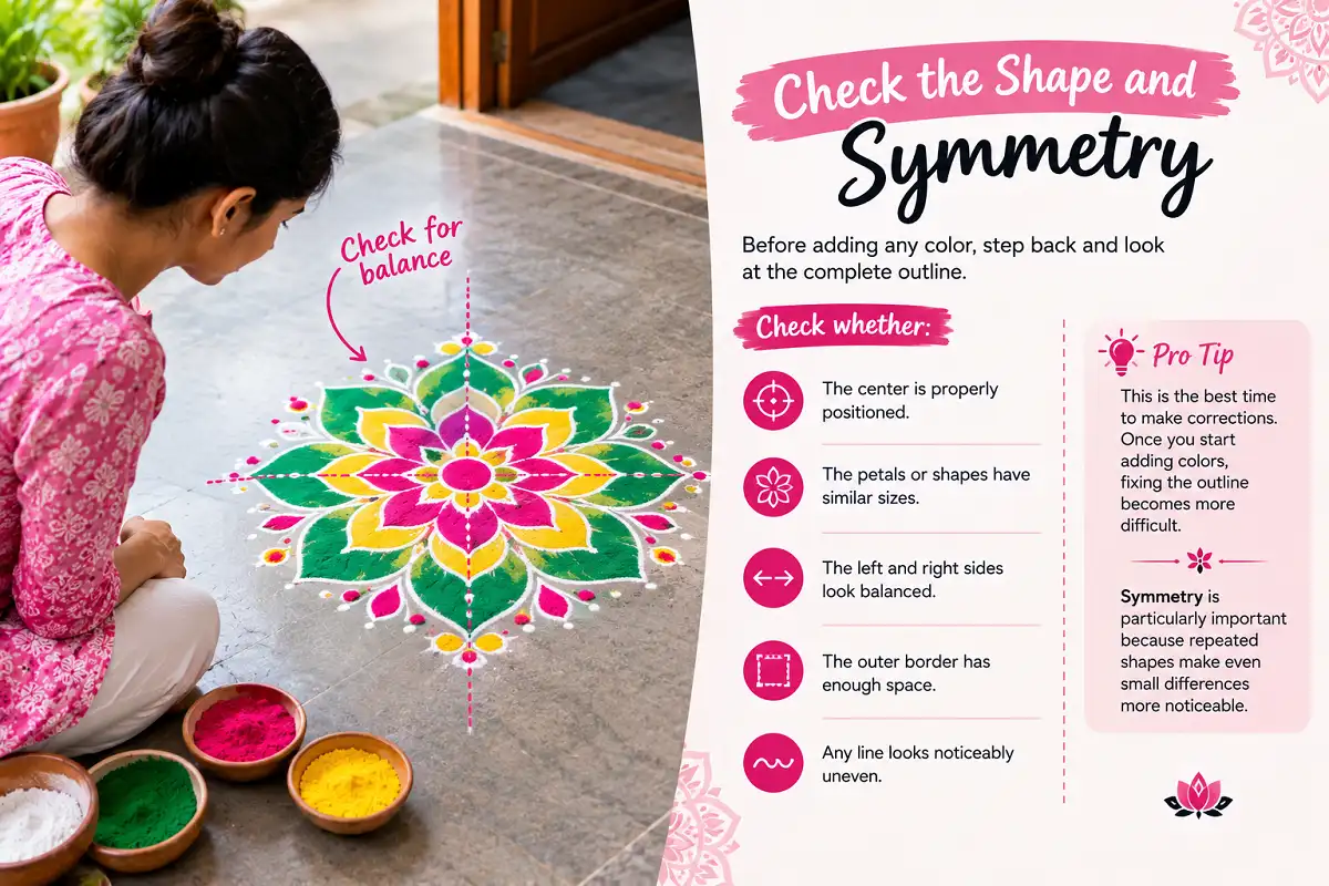 Check rangoli shape and symmetry