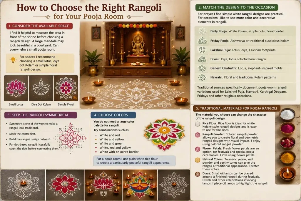Guide to choosing the right rangoli for a pooja room