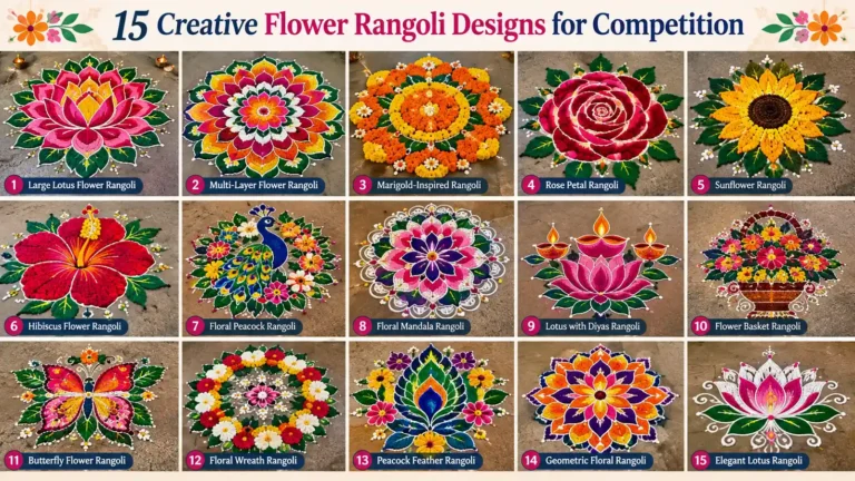 15 colorful flower rangoli designs for competition inspiration