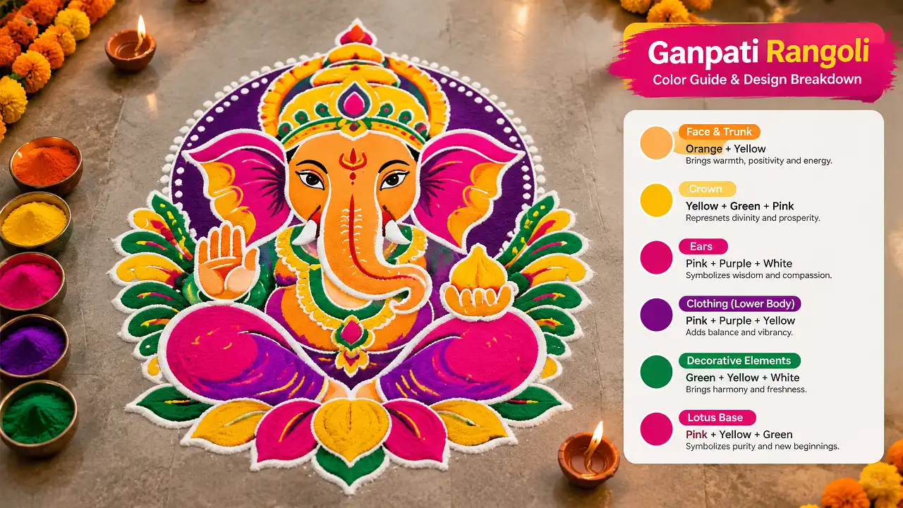 Colorful Ganpati rangoli design