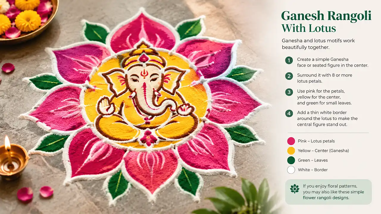 Ganesh rangoli with lotus