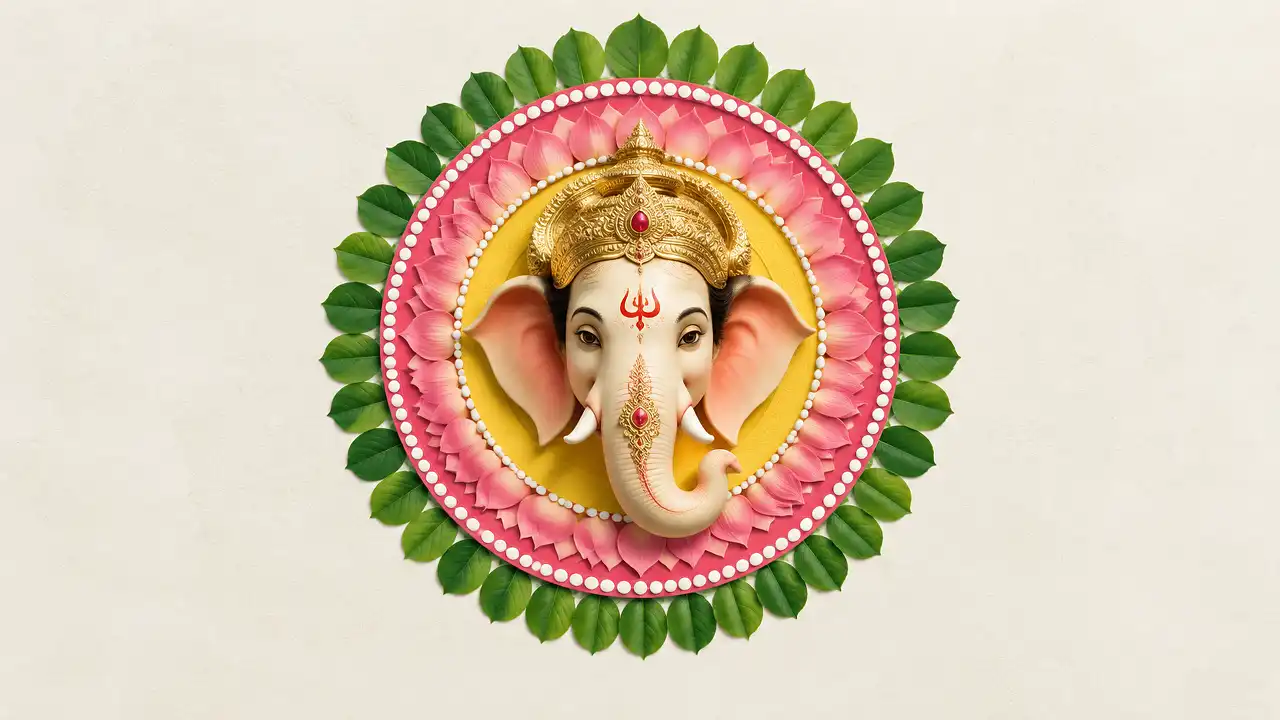Ganesha face with concentric circles