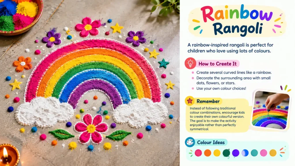 Colorful rainbow rangoli