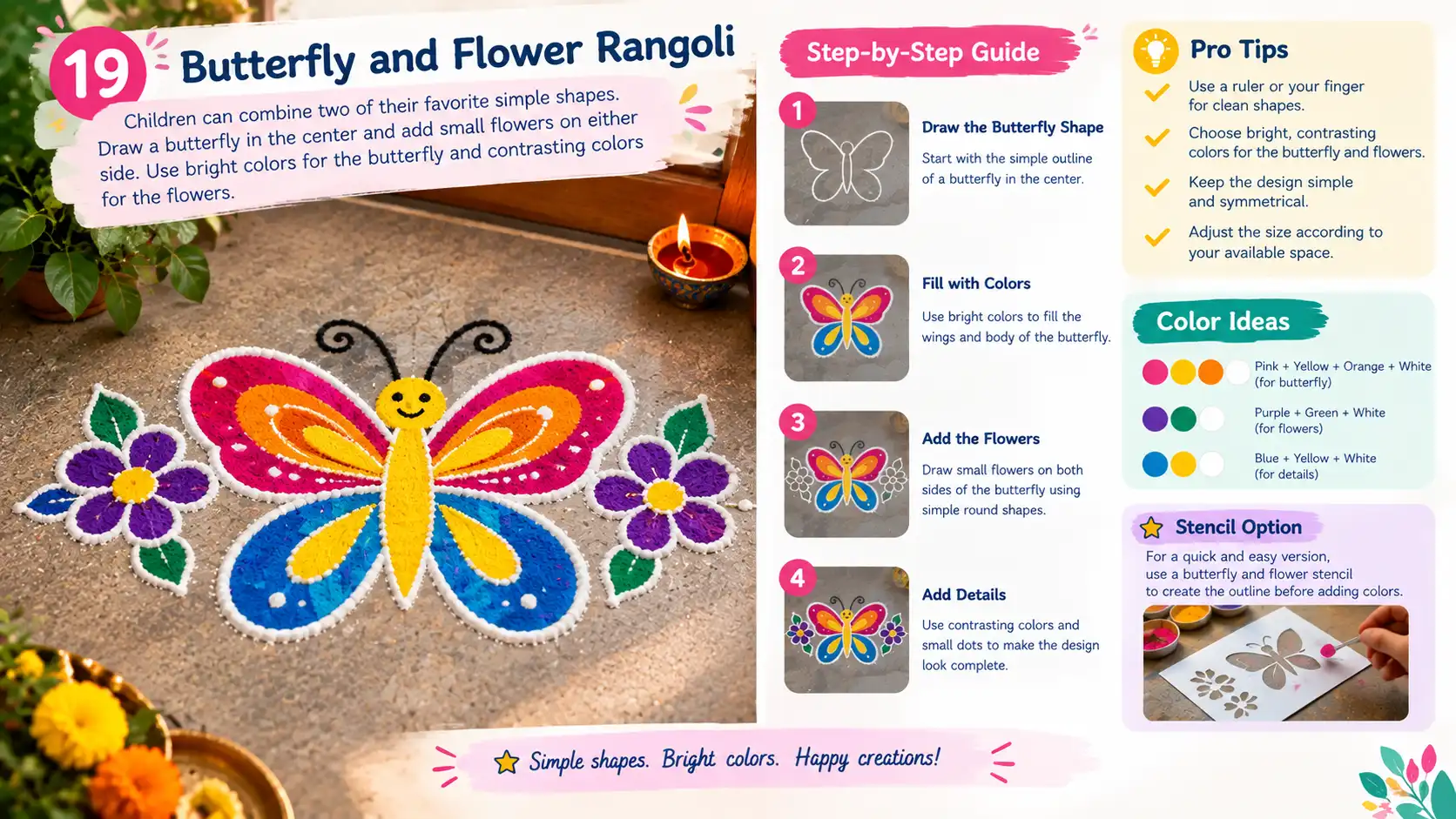 Butterfly and flower rangoli