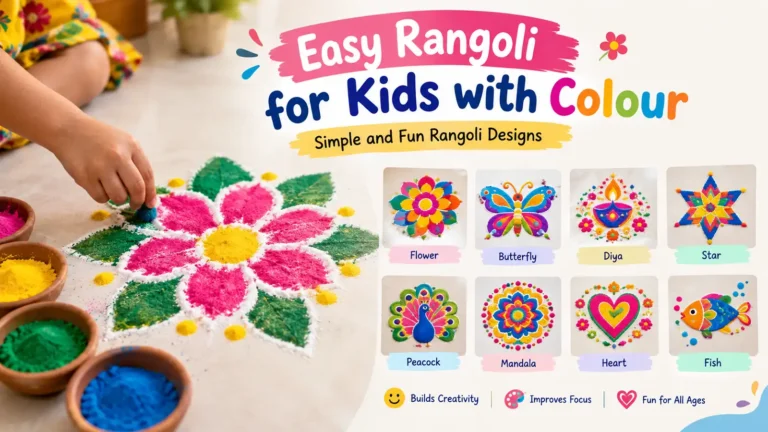 Easy rangoli for kids with colour